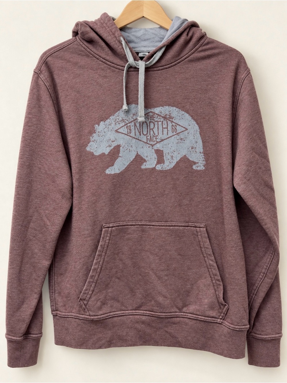 The North Face Men's Dusty Maroon Bear Logo Hoodie size medium